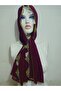 Handcrafted Needle Embroidered Prayer Cover Dowry Cover Mevlit Headscarf Crepe Fabric 145X75 cm - 6