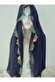 Handcrafted Needle Embroidered Prayer Cover Dowry Cover Mevlit Headscarf Crepe Fabric 145X75 cm - 3