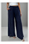 Women's Silky Soft Flowy Fabric Elastic Waist Extra Loose Wide Leg Wide Fit Trousers with Front Pockets - 5