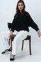 Women's Black Boat Neck Bat Sleeve Boucle Sweater Alc-X14441 - 3