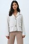 Women's Ecru Shirt Collar Double Pocket Faux Suede Jacket Alc-X14437 - 4