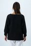 Women's Black Boat Neck Bat Sleeve Boucle Sweater Alc-X14441 - 5