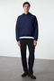 Lacivert Oversize/Geniş Kesim Sırtı Nakış Detaylı Kapüşonlu Sweatshirt TMNAW25SW00142 - 6