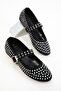 Black Suede-Silver Women's Ballerinas 20838 - 2