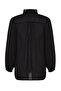 Black Ruffled Chiffon Woven Shirt TCTSS24TG00014 - 8