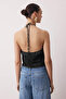 Black Flounced Rose Detailed Bustier Tpraw26Bs00000 - 4