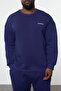 Büyük Beden Açık Lacivert Oversize/Geniş Kesim Baskılı Sweatshirt-Eşofman Altı Takım TMNAW25TS00001 - 5