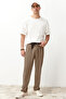 Bej Pileli Klasik Baggy Fit Kumaş Pantolon TMNSS24PL00024 - 3