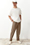 Bej Pileli Klasik Baggy Fit Kumaş Pantolon TMNSS24PL00024