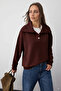 Wardrobe Essentials – Kahverengi Polo Yaka Örme Sweatshirt | TWOAW26SW00041