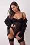 Siyah Dantel Pencere/Cut Out Detaylı Örme Body THMAW26BD00002