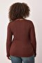 Brown Seersucker Textured Fabric Knitted Plus Size Blouse Tbbaw26Af00034 - 4