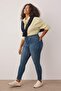 More Sustainable Lacivert Yüksek Bel Esnek Büyük Beden Skinny Jeans TBBAW24CJ00048 - 2