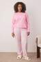 Pembe %100 Pamuklu Çizgili Örme Büyük Beden Pijama Takımı TBBAW26AI00014 - 2