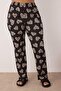Siyah %100 Pamuklu Kalp & Leopar Desenli Gömlek-Pantolon Örme Pijama Takımı TBBAW26AI00017 - 3