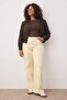 Ekru Yüksek Bel Geniş Paça Büyük Beden Wide Leg Jeans TBBAW26CJ00003 - 2