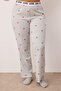Gri Melanj Kalpli Slogan Baskılı Lastikli Örme Pijama Takımı TBBAW26AI00020 - 3