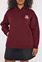 Bordo Sırtı Baskılı Oversize/Geniş Kalıp İçi Polarlı Büyük Beden Sweatshirt TBBAW26AO00015 - 3