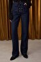 Özel Koleksiyon Koyu Mavi Kuş Gözü Bağlama Detaylı Yüksek Bel Wide Leg Jeans TWOAW26JE00042 - 5
