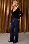 Özel Koleksiyon Koyu Mavi Kuş Gözü Bağlama Detaylı Yüksek Bel Wide Leg Jeans TWOAW26JE00042 - 4