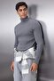 Smoked Slim Fit Cotton Couple's Turtleneck Ribbed Knit Sweater Tmnaw20Mg0031