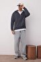 Antrasit Oversize/Geniş Kesim Fermuarlı Kapüşonlu İçi Polarlı Basic Sweatshirt TMNAW25SW00050