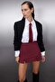 Teen Burgundy Bow Detail Slit Mini Woven Shorts Skirt Twoaw25Sr00021 - 3