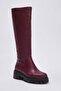 Bordo Fermuarlı Kadın 6 cm Kalın Tabanlı Çizme TAKAW25CZ00005 - 3