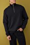 Siyah Regular/Normal Kesim Dik Yaka Kalın İçi Polarlı Sweatshirt TMNAW26SW00021 - 7