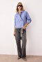 Blue-Multicolored Jacket Collar Oversize Striped Woven Shirt TWOAW26GO00020 - 2