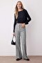 Gray Plaid Flare Bootcut Fabric Trousers Twoaw26Pl00067
