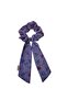 Scrunchie منقوشة بالزهور باللون الأرجواني - مع ذيل وإبزيم على شكل كعكة