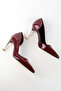 Women's Burgundy Patent Leather Stiletto Gold Plated Heels Stylish and Comfortable Stiletto 9 cm - 7