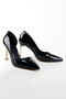 Women's Black Patent Leather Stiletto Gold Plated Heels Stylish and Comfortable Stiletto 9 cm - 6