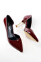 Women's Burgundy Patent Leather Stiletto Gold Plated Heels Stylish and Comfortable Stiletto 9 cm - 8