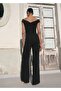 Long Jumpsuit with Asymmetrical Neckline - 4