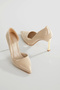 Women's Beige Patent Leather Stiletto Gold Plated Heels Stylish and Comfortable Stiletto 9 cm - 8