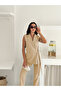 Cream Belted Vest with Belt Carrot Pants Woven Fabric Double Suit