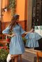 Blue Crisp Poplin Mother-Daughter Matching Outfit with Gathered Waist (SOLD INDIVIDUALLY) - 5