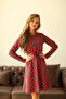 Red Plaid Flared Dress Mother Daughter Combination (Single for Sale) - 5