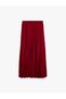 Midi Length Pleated Skirt with Elastic Waist - 4