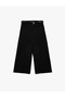 Belted Applique Pocket Culotte Fit Short Wide Leg Fabric Trousers - 3