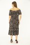 Women's Large Size Colorful Woven Viscose Fabric Dress with Elastic Collar and Flounce Detail 65N36916 - 5