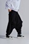Men's Elastic Waist Loose Black Balloon Baggy Trousers - 2