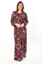 Women's Plus Size Plum Collar Lace-up Long Sleeve Maxi Length Dress 65N37866 - 8