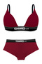 Women'S, Underwear Set, (Cotton Triangle Bra- Boxer), Burgundy - 6