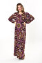 Women's Plus Size Plum Collar Lace-up Long Sleeve Maxi Length Dress 65N37866 - 6