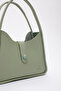 Mint Green Shk79 Leather Hand and Shoulder Bag with Button Detail and Snap Fastener Makeup Bag E:30 L:22 W:10 - 3