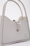 Gray Shk79 Leather Button Detailed Hand and Shoulder Bag with Snap Fastener Makeup Bag E:30 L:22 W:10 - 4