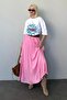 Pink Voile Fabric Basic Women's Long Length Women's Skirt Mg2366 - 4